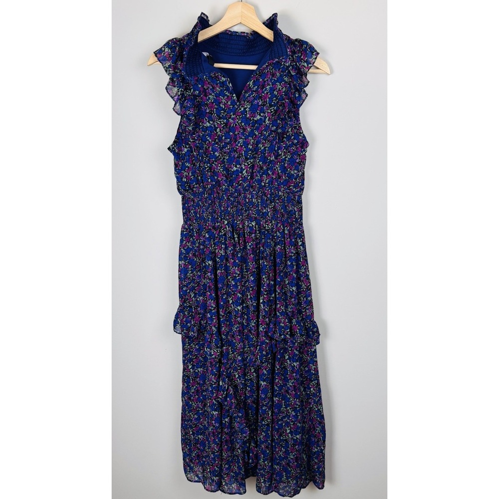 Lulus Evalina Navy Blue Floral Print Mock Neck Midi Dress Women's SZ S - Picture 10 of 16